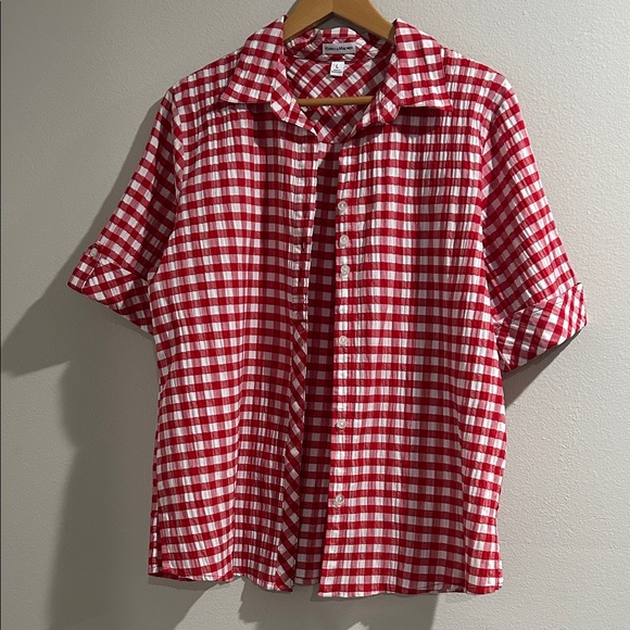 Rebecca Malone Red and White Checkered Blouse - Picture 6 of 6